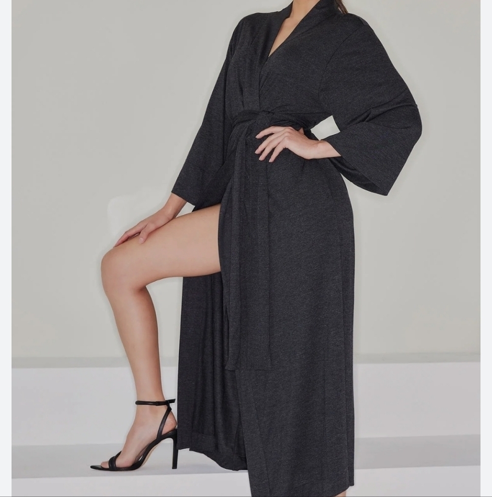 California Dynasty Black Satin Robe